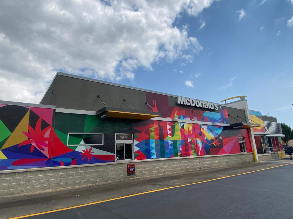 Photo of McDonald’s restaurant front mural wrapped by Mauricio Ramirez