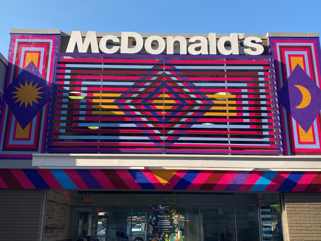 Photo of McDonald’s restaurant front mural wrapped by Carla Torres